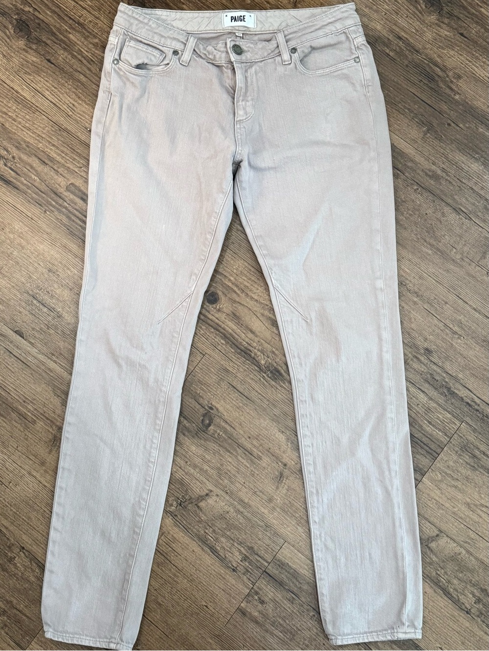 PAIGE Troy Boy Jeans Size 28 Light Wash Straight Skinny Distressed
